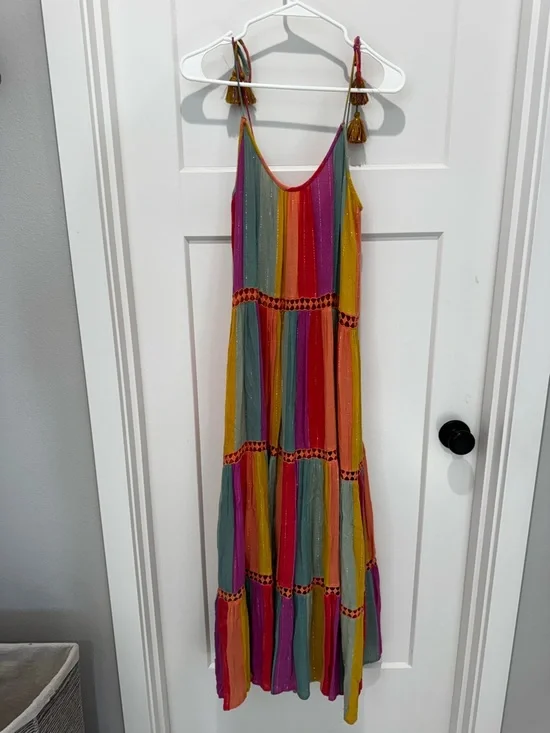 Vintage Rare Farm Rio Brazil Rainbow Maxi Dress size small VGUC - Picture 2 of 13